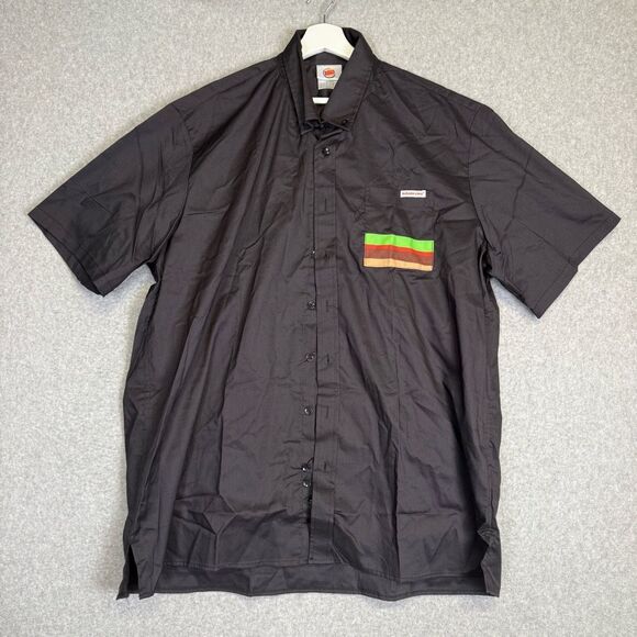 Burger King Men's XL Black Short Sleeve Button Down Shirt Uniform Workwear - Picture 1 of 6